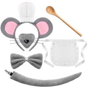 Gray Halloween Mouse Costume Women Adult Accessory Set Mouses Chef Costumes🐨